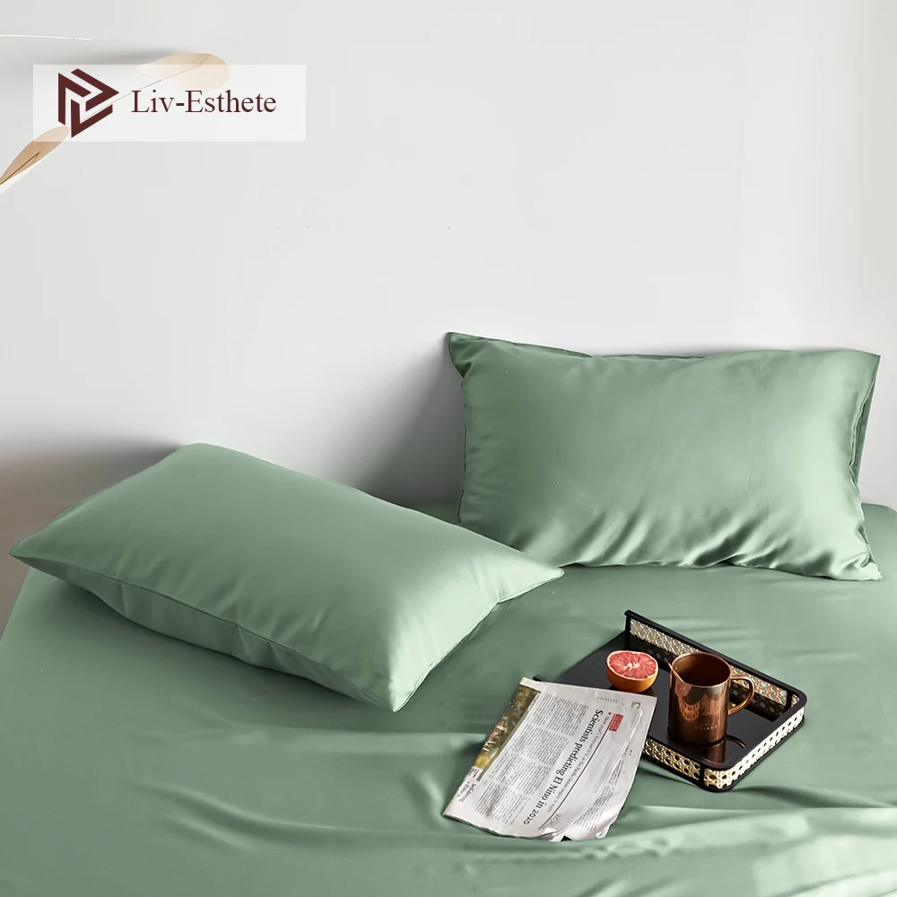 

Liv-Esthete Luxury Women Noble Green100% Silk Pillowcase Nature 25 Momme Silk Multicolor Standard Pillow Case Free Shipping