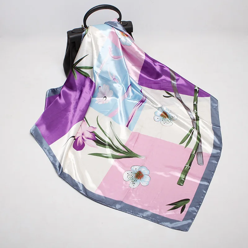

New simulation silk scarf female horse belt printing large square scarf 90cm*90cm gift scarf