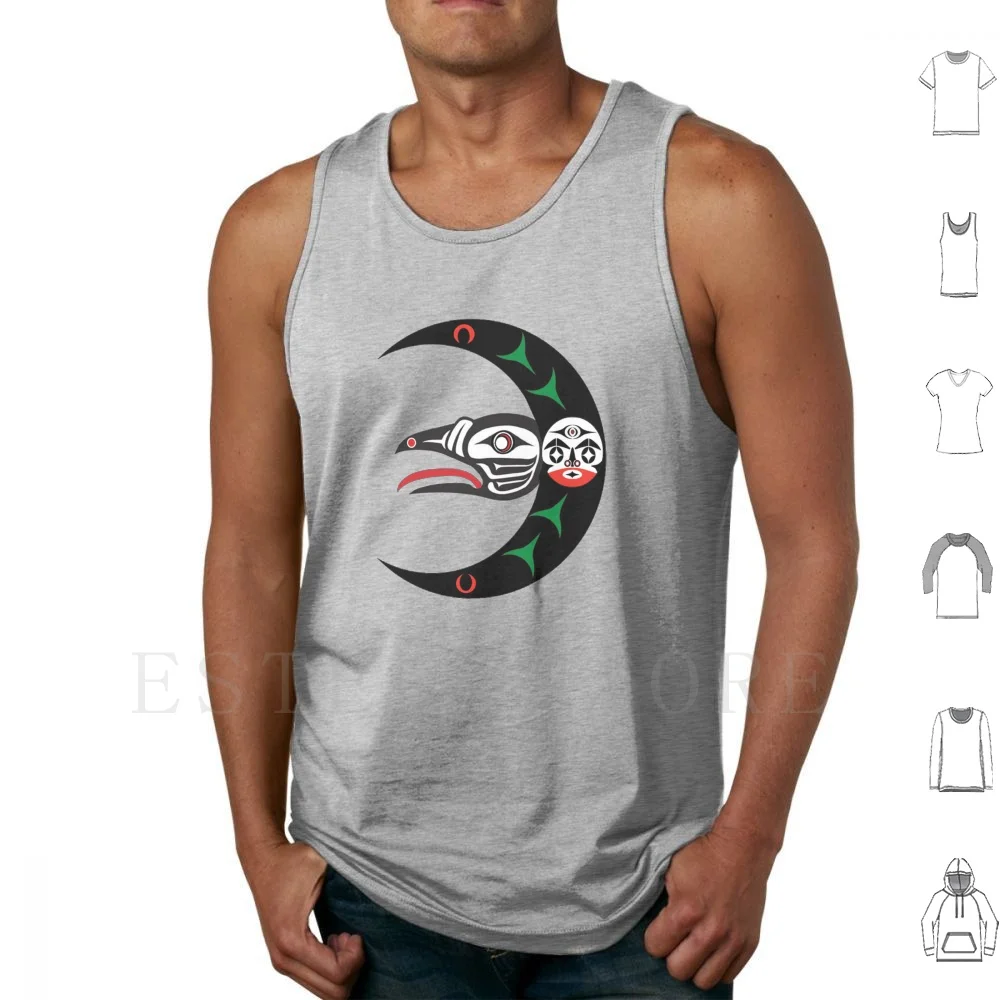 Canottiere Raven Moon Canottiera Pacifico Nord Nord Tribale Arte Pacifico Nord Nord Tribale Luna Pacifico Occidentale Tribale