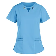 Ladies Nurse Top Women Solid Color Printing Crubs Nurse Uniform Casual Short Women Uniformes
