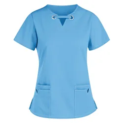 Ladies Nurse Top Women Solid Color Printing Crubs Nurse Uniform Casual Short Women Uniformes