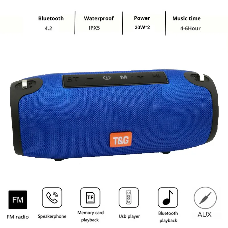 Портативный беспроводной динамик Bluetooth 40 Вт бас стерео Hi-Fi сабвуфер fm-радио
