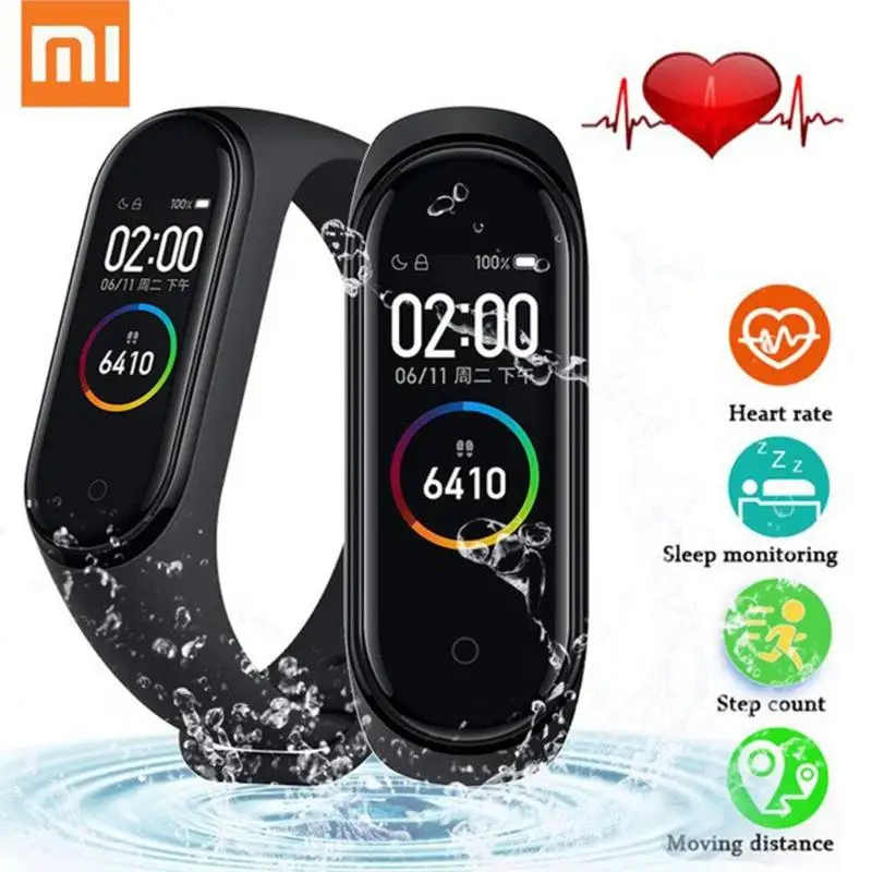 Xiao mi китайская версия mi Band 4 5ATM водонепроницаемый браслет монитор сердечного ритма AMOLED цветной экран фитнес-трекер умный Браслет