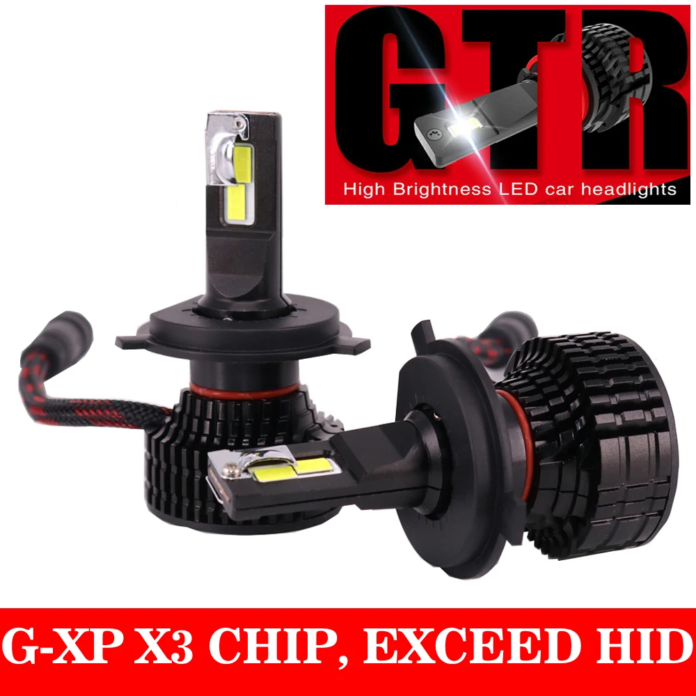 1 комплект H8 H9 H11 H16JP светодиодный головной фонарь 9003 x3 GTR H4 9012 H7 9005 9006 HB3/HB4 HIR2 Turo