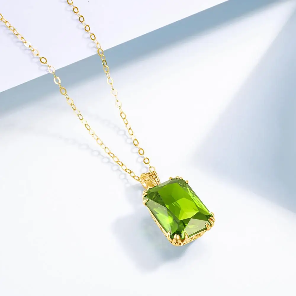 14k Gold Peridot Gemstone Pendant 