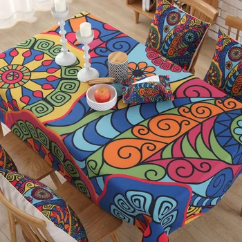 

High Quality National Style Tablecloth Waterproof Printed Cotton Linen Table Cover Home Decorative Tea Restaurant Table Cloth