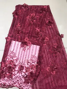 

African Lace Fabric 2019 Embroidered Nigerian Laces Fabric Bridal High Quality French Tulle 3d Lace Fabric for Women Dress