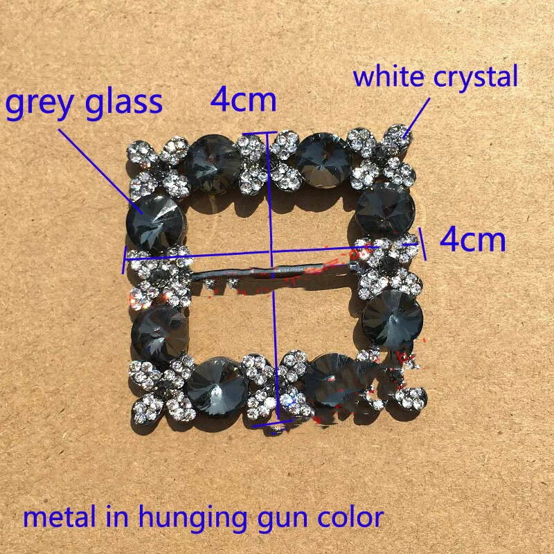 Meetee 2/4pcs 4cm Square Rhinestone Webbing Tri-Glide Buckles Coat Belt Buckle DIY Shoes Clothing Decoration Button Sew Material