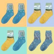 Модные женские зимние теплые модные повседневные носки с художественным принтом в стиле ретро 11,27