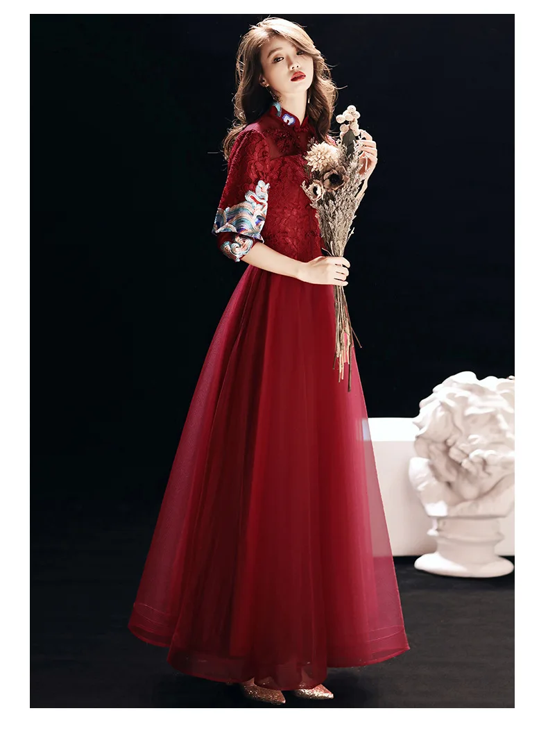 Dress for Toast Bride Summer New Style Women's Return Feast Marriage Clothes Back Door WOMEN'S Dress Red Engagement Evening