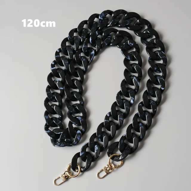 New Fashion Woman Handbag Accessory Parts Cute Chain Black Acrylic Resin Chain Luxury Strap Women Shoulder Clutch Handle Chain Flat 120cm
