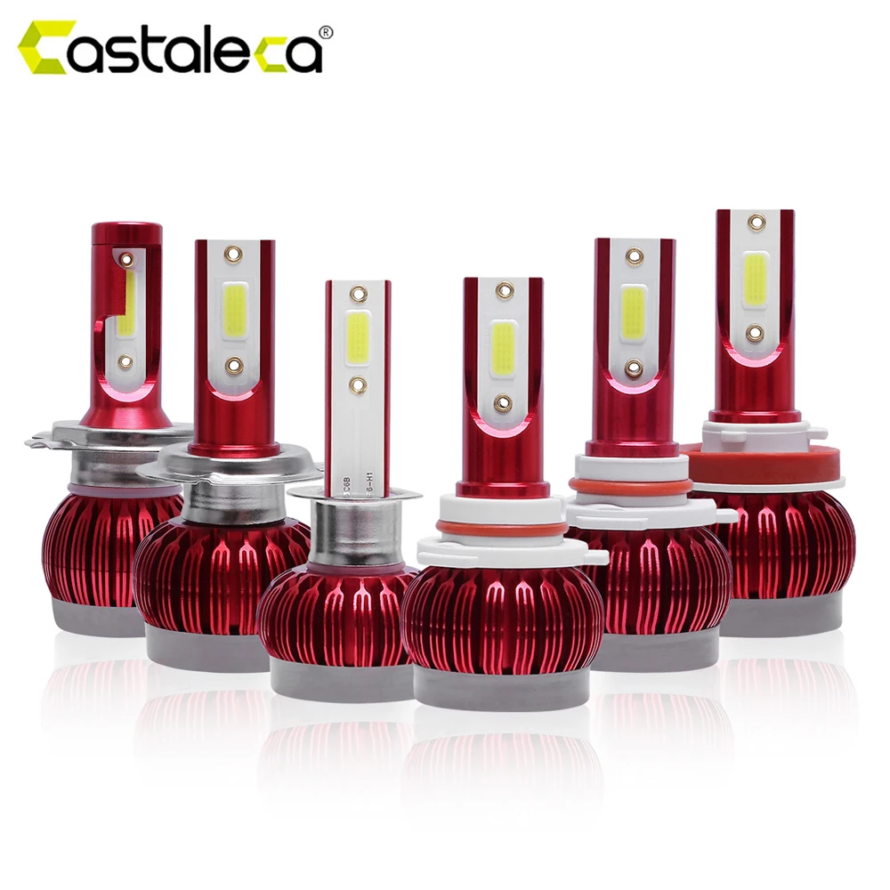 Castaleca h4 светодиодный фар автомобиля H7 светодиодный 9005 9006 H1 H3 H11 3000K 6500 к 8000 противотуманных фар автомобиля огни 8000LM авто аксессуары