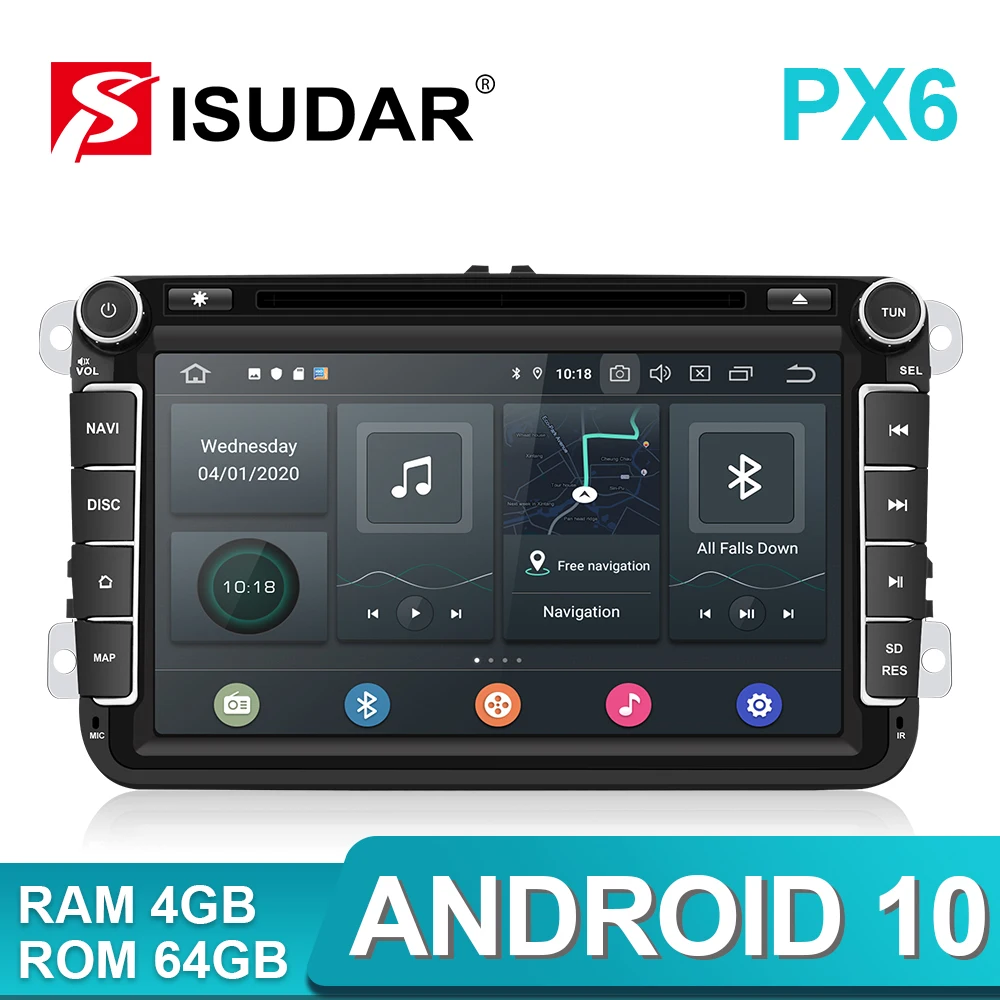 Автомагнитола Isudar PX6 DVD плеер на Android с GPS для Volkswagen/VW/Passat/POLO/GOLF/Tiguan Skoda/Octavia Seat/Leon