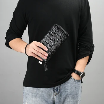

Crocodile Pattern Men's Handbag,Men's Long Wallet,Black/brown,Large-capacity Business Wallet,Gift for Men,20*10.5cm