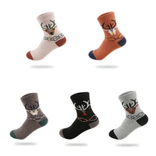 Носки с рисунком лося; Компрессионные носки с рождественским оленем; зимние женские толстые носки-тапочки; 10 шт. = 5 пар/лот