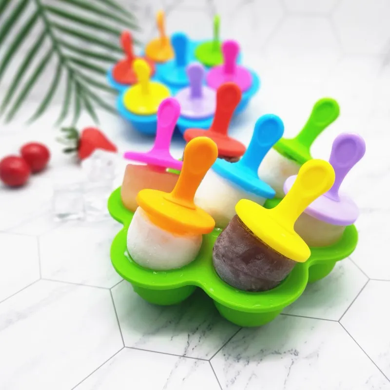 

Multifunctional Ice Mold Silicone 7 Hole Popsicle Mold Colorful Diy Ice Cream Mold Ice Lattice Popsicle Creative Cake Mold