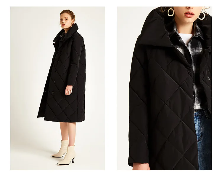 Autumn And Winter New Style European And American Minimalist Long Loose-Fit down Jacket Women's