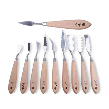 

10Pcs/Lot Stainless Steel Palette Scraper Set For Artist Oil Acrylic Painting Tools Multifunction Paint Palette Knives Blade Kit