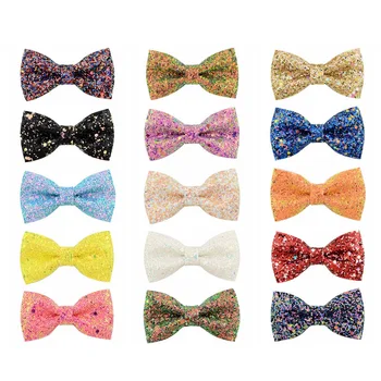 

1Piece 3 Inch Glitter Hair Bows Boutique Hair Clips Multi Color Glitter Sequins Hair Bows For Baby Girls Teens Toddlers