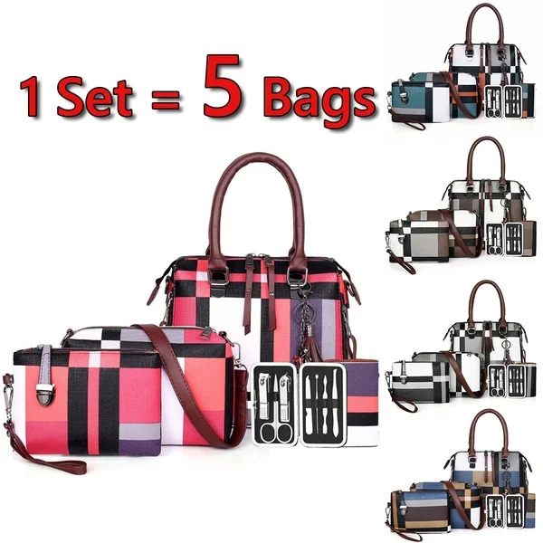 

KVKY Fashion Women 5-pcs sets Shoulder Bag PU Leather Tote Handbag purses wallets and crossbody bags for women 2019 sac a main