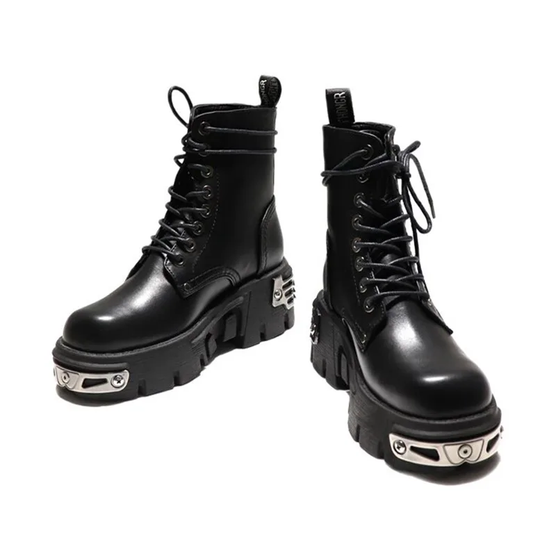 topos botas militares metal decoração outono inverno botas mujer