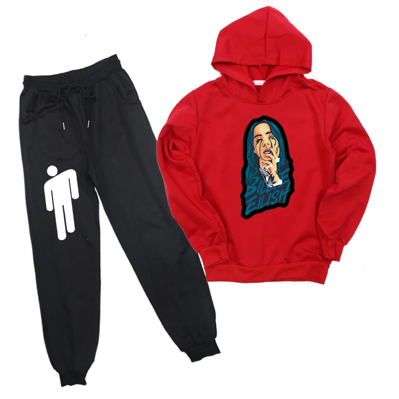 Модный комплект одежды из 2 шт./компл. Ropa Hombre Billie Eilish спортивный костюм Для мужчин повседневные толстовки брюки по доступной цене, повседневная одежда для подростков ткань Толстовки костюмы - Цвет: D3