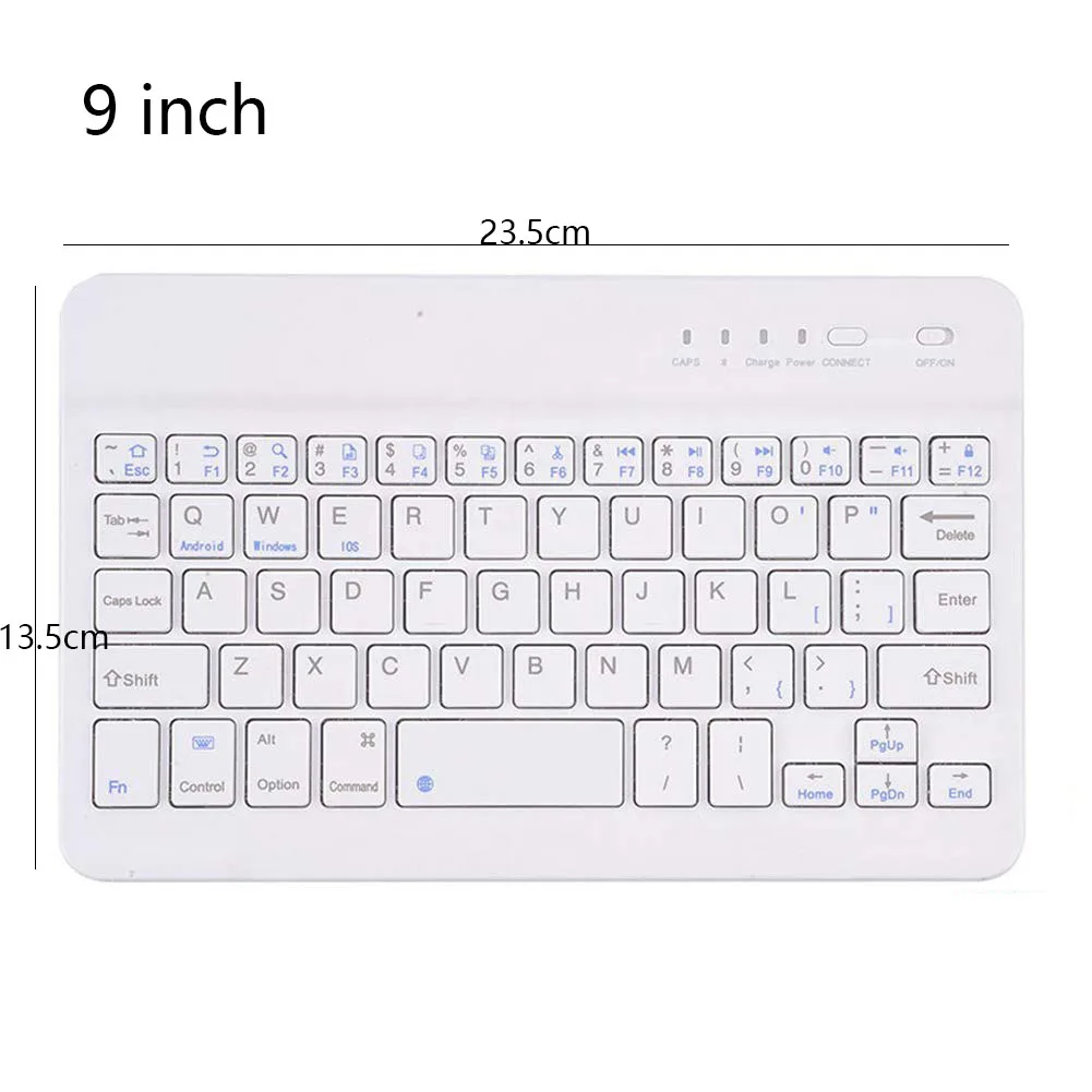 9 inch White Мини ультра тонкий Беспроводной Bluetooth клавиатура 7/9/10 дюймов Bluetooth 3,0 клавиатура для Ipad телефон планшет с Windows/Android/iOS - Цвет: 9 inch White