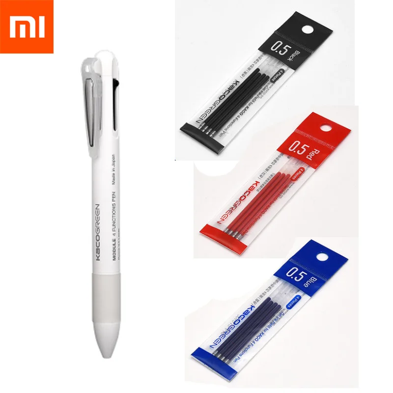KACO 4 в 1 многофункциональный ручки 0,5 мм цвет: черный, синий красный стержень сменный гелевый ручка, механический карандаш Японская тушь для офиса и школы
