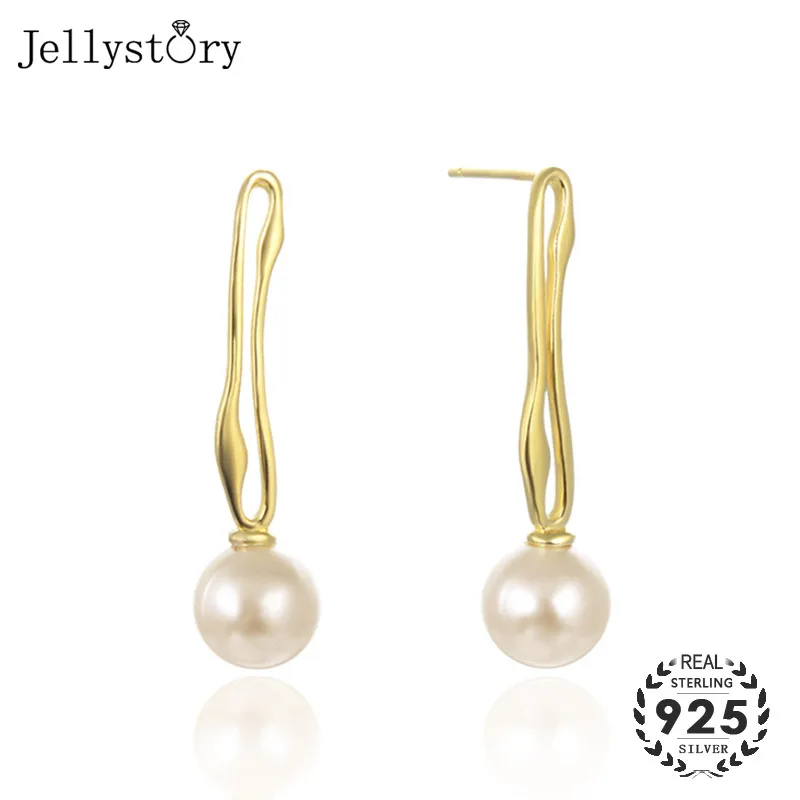 Серьги Jellystory 925 Висячие серьги из серебра пробы с натуральным пресноводным