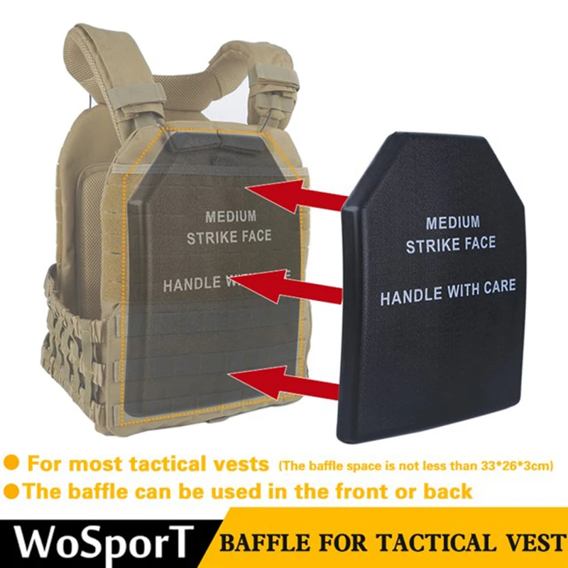 

Wosport Outdoor Equipment Tactical Vest Universal Protective Pad Resistant to 1000FPS Impact Tactical Vest Universal Baffle