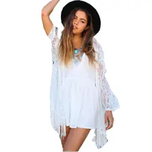 Женский сексуальный Ночной халат домашний костюм кружево из кружева Ночное белье однотонный свободный 3/4 рукав длиной до колена v-образный вырез ночная рубашка платье халат