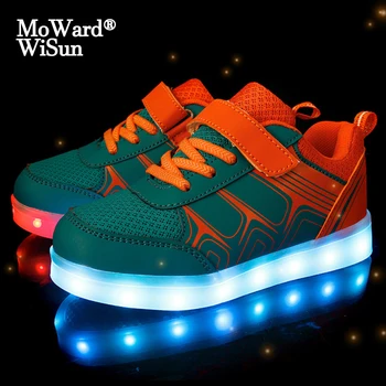 

Size 25-37 Girls Glowing Casual Shoes Boys USB Charge Luminous Sneakers Children Led Light Up Sneakers Unisex Shoes with Lights
