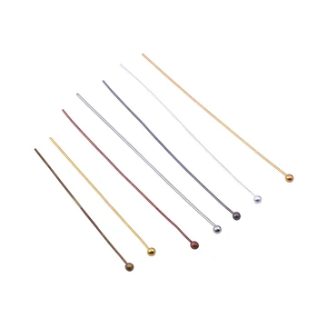 50-200 pcs/lot 16 20 25 30 40 50 mm 골드 금속 볼 헤드 핀 Diy 쥬얼리 만들기 헤드 핀 찾기 Dia 0.5mm