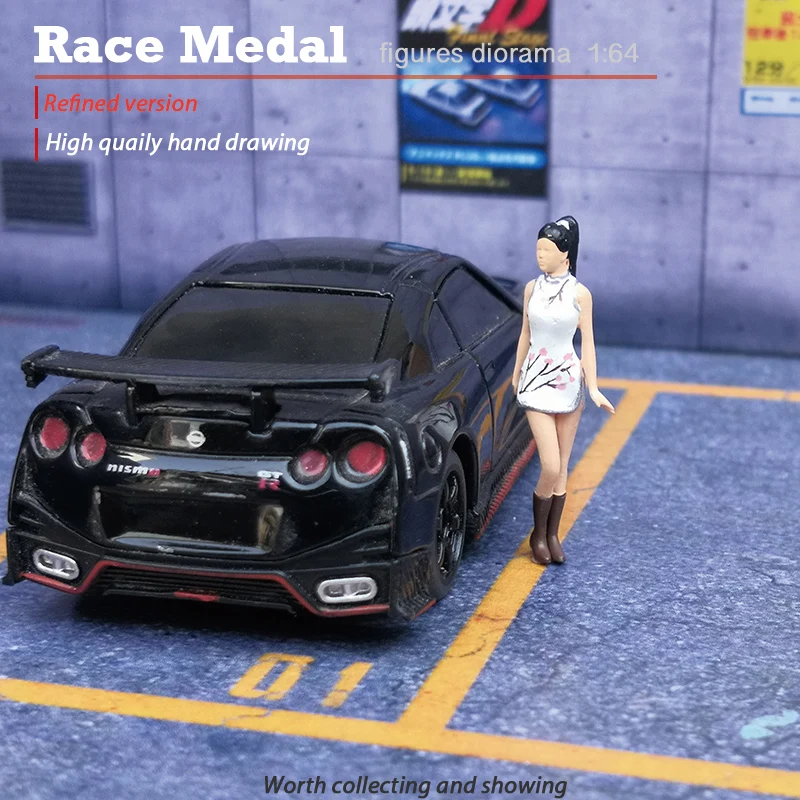 

RaceMedal 1:64 scale figures diorama Oriental beauty cheongsam model 1/64collect