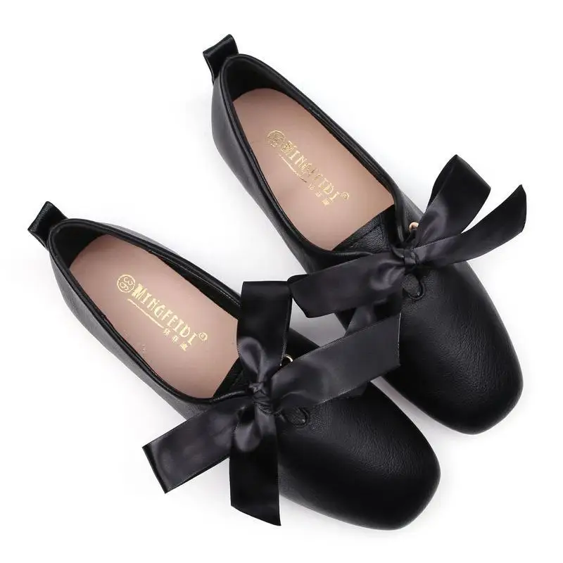 

Moccasins Womens Bow Flats Square Toe Slip On Loafers Ballet Shallow Mouth Shoes Cute Lady Soft Flat Ballerina Shoe High Quality