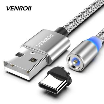 

Venroii Magnetic Cable Micro USB Fast Charging USB C Type C Cable for Samsung S8 S9 S10 Xiaomi Redmi Note 8 Magnet Charger Cable