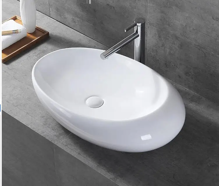

Ceramic Above Counter Basin Bathroom Wash Basin Wash Basin Art Basin Wash Basin Oval Basin 70cm Large Size