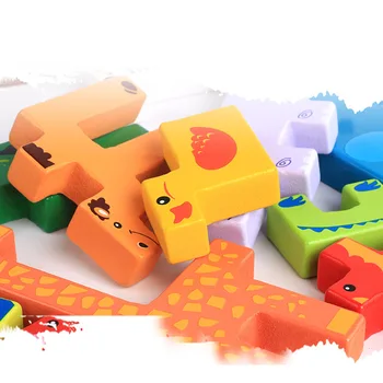 

Wooden Toys Baby Building Block Toy For Children Animal Colorful Learning Educational Table Game For Baby Gifts