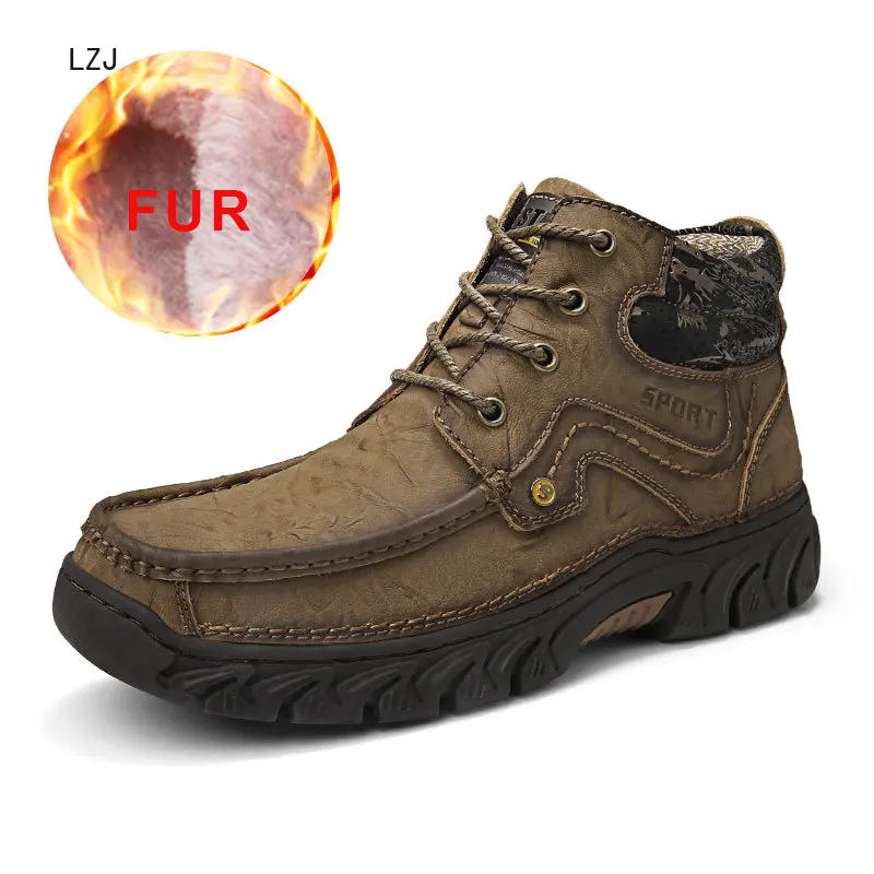 

Hot Sale Male Snow Boots Warm Fur Winter Shoes Men Waterproof Footwear Breathable Shoes Casual Slip On Comfortable Fashion 2019