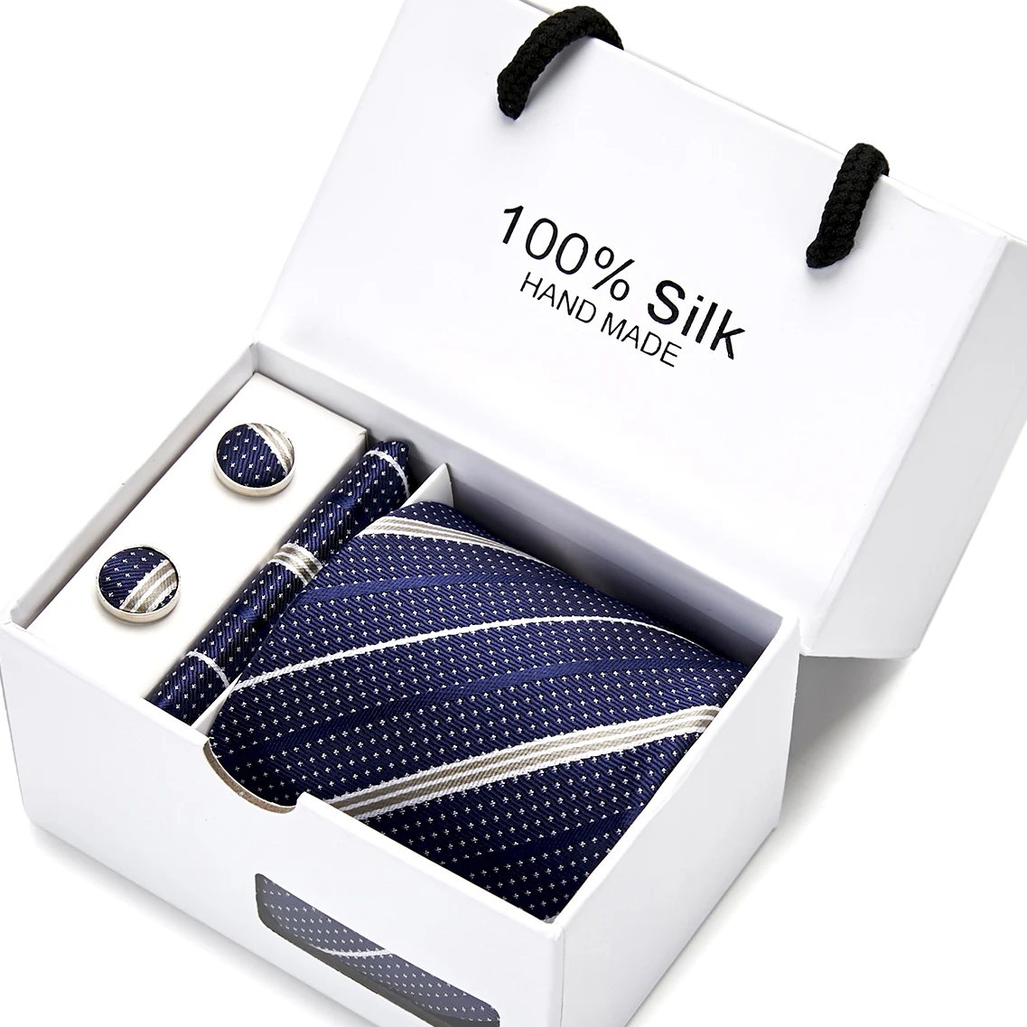  Fashion Prink Stitching 8cm 100%Silk Necktie Handkerchief Cuffink Necktie Set Hight Quality Ties Fo