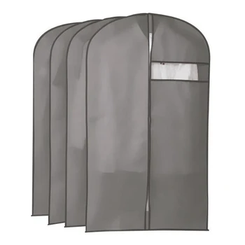 

4 PCS Non-Woven Clothes Fabric Case Bag for Hanger Hanging-Type Coat Suit Protect Storage Bag Wardrobe Organizer Hanger