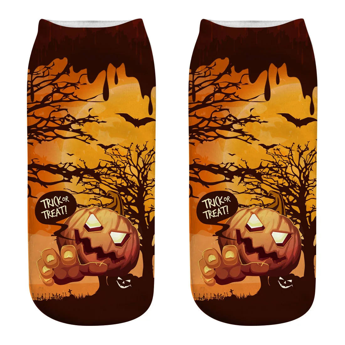 3D Halloween Pumpkin Witch Zombie Ghost Tomb Print Medium Sports Socks High Quality Unisex Casual Print Socks - Цвет: WSJ30