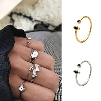 

Aide 925 sterling silver open ring ins minimalist exquisite wave pattern diamond Adjustable Opening Ring fine Jewelry