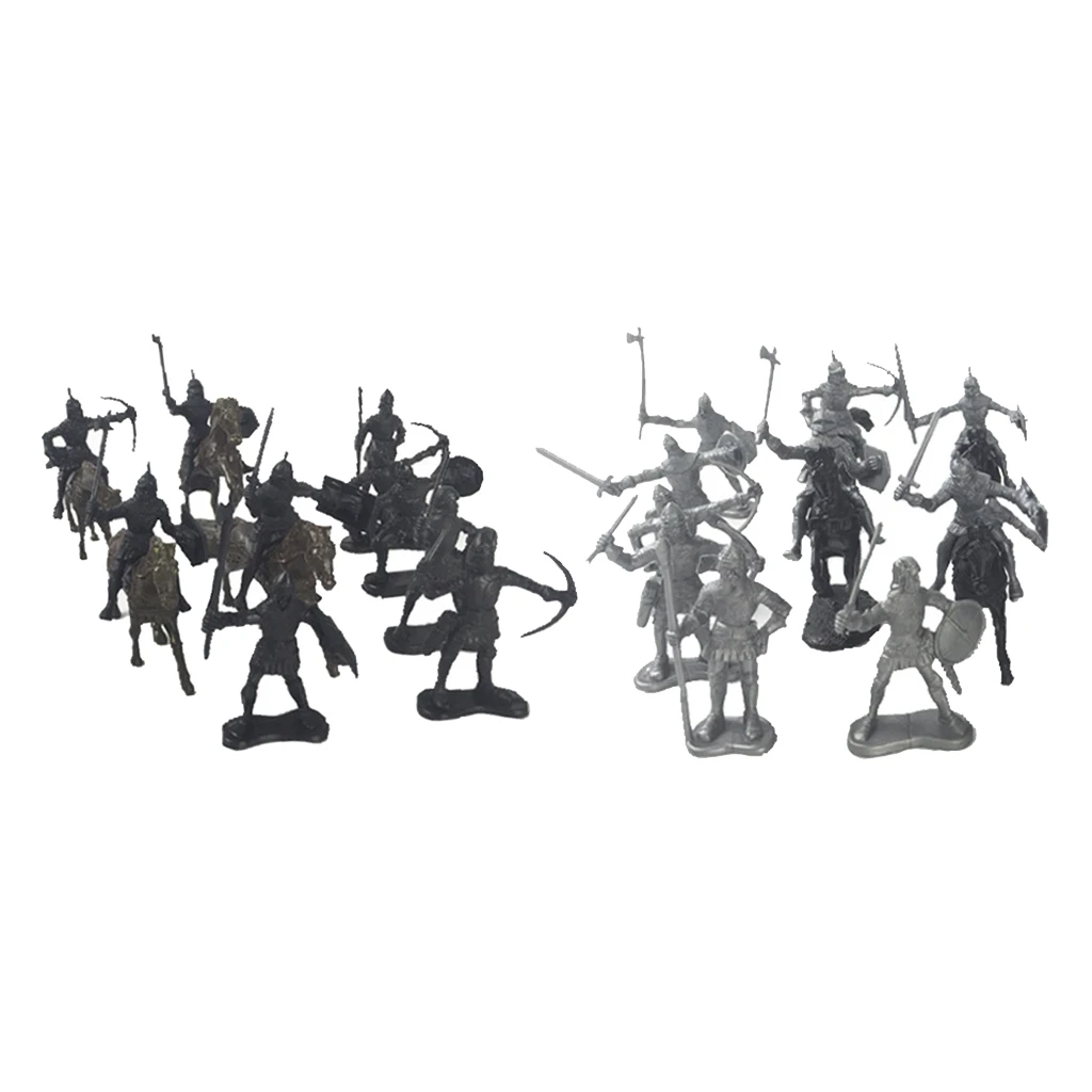 28 Piece Medieval Knights Horses Model Ancient Soldier Military Kids Toy Office Decor
