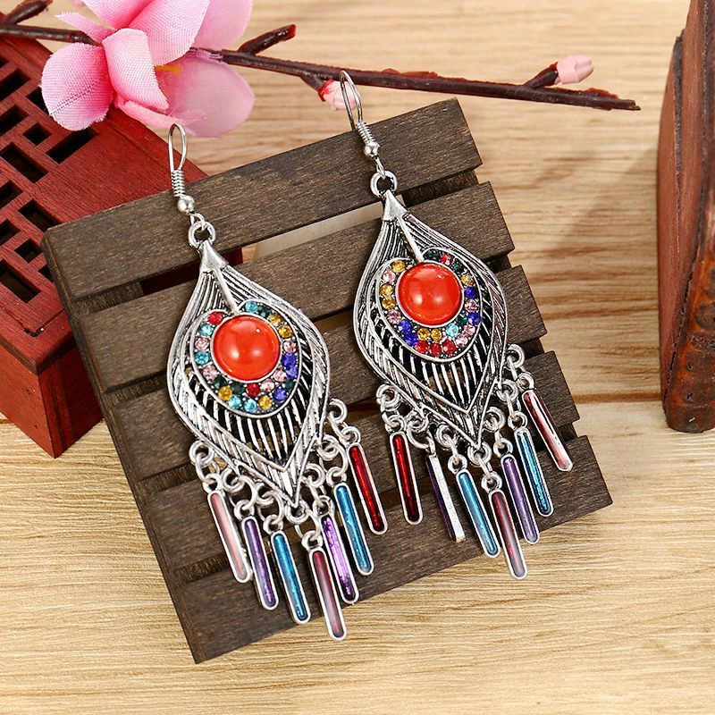 

Charm Bohemia Tassel Drop Earrings For Women Colorful Enamel Ethnic Style Vintage Earrings Jewelry Accessories
