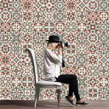 Cz072 наклейки для плитки в стиле барокко красные и зеленые рождественские наклейки на стену для дома, гостиной, спальни, кухни, настенные украшения