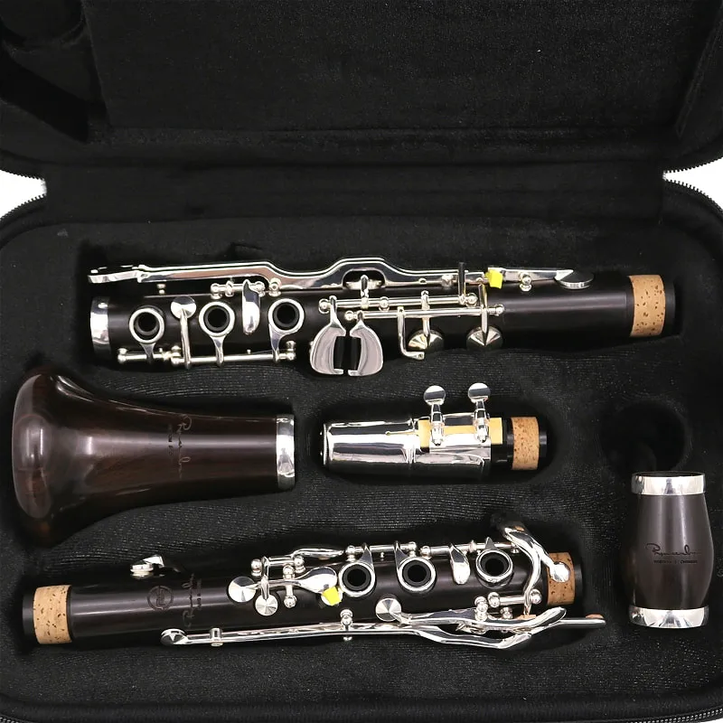 New Bb tone 19 keys Ebony wood clarinet German system design silver plating keys with case