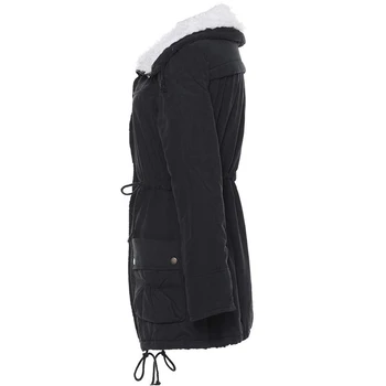 

Women Jacket Solid Winter With Pocket Parka Fashion Windproof Cotton Blend Daily Adult Stand Up Collar Outwear Slim Warm