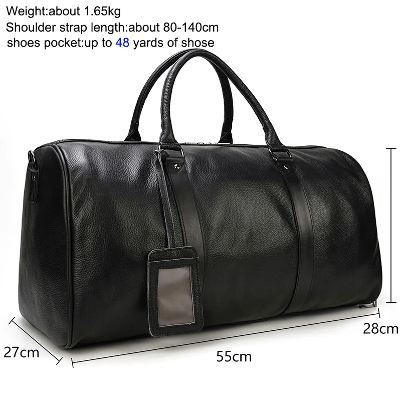 PROD 32836777955 Big Capacity Genuine Leather Travel Bags Men Women
Soft Black Cowhide Casual Travel Duffel High Quality Cow Leather
Shoulder Bag