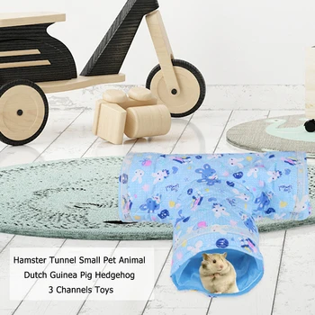 

House Playing Hut Pet Tubes Bed Nest Small Animal Rabbit Tunnel Cartoon Design Print Hamster Guinea Pig Pet Products